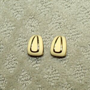 Vintage Christian Dior Germany Pale Yellow Enamel Clip-On Earrings